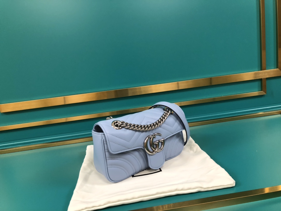 Gucci GG Marmont Matelasse Mini Shoulder Bag 446744 Light blue